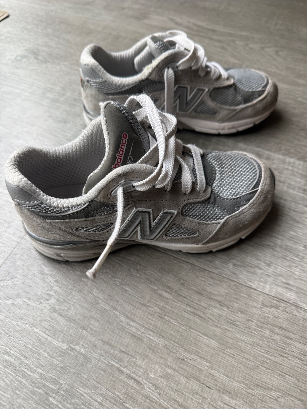 New Balance Kids Gray Mesh & Suede Sneakers